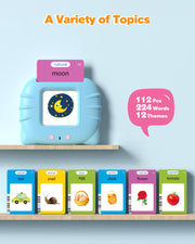 Airbition Talking Flash Cards for Toddlers Ages 1‑4,224 Words English Blue | Montessori Language Learning Toys with 224 Words, Pocket Speech Therapy Toys, Sensory Learning Kit, Educational Toys for Kids