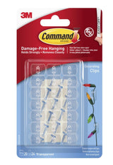 Command Decoration Clips (20 clips) | Adhesive Clips for Hanging Fairy Lights, String Lights, Small Decorations, Cables and Cords, Damage-Free
