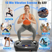 AXV Vibration Plate Exercise Machine Fitness Platform Body Vibrating Board | Curved Design 200W Powerful Oscillating 120 Level Shake Plate for Lymphatic Drainage Recovery Whole Body Toning With Handles