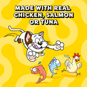Temptations Creamy Puree Cat Treats, Chicken, Salmon & Tuna, 24 Count | Chicken, Salmon, Tuna flavors, under 15 cal/tube, no added sugar/fillers, squeezable treat or meal topper, great for seniors
