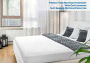 PlushDeluxe Bamboo Waterproof Mattress Protector, King Size, Ultra Soft | Breathable, Noiseless, Hypoallergenic, Washable, 76x80" Up to 18" Deep, Viscose Derived from Bamboo Mattress Cover, White