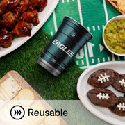 Top Cup NFL Philadelphia Eagles Aluminum Party Cups, 20oz, 20 Count | Made in the USA, Colder, Durable, Reusable, Recycleable, Dishwasher Safe