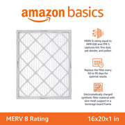 Amazon Basics 16x20x1 Air Filter 6-Pack, MERV 8 AC Furnace Filters, Allergen Control , Removes Dust, Lint and Pollen, Electrostatic (Actual Size: 15.75" x 19.75" x 0.75")