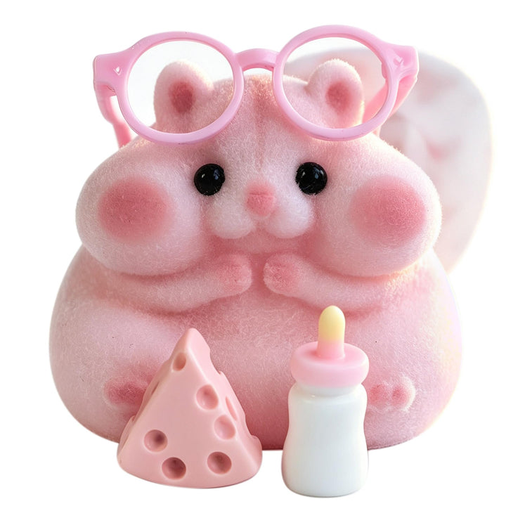 Handmade Taba Squishy Hamster Toy, Cute Squishy Stress Relief Fidget Toy | CUTE SQUEEZE Soft Non-toxic Silicone Butter Cheese Dumpling Squishy, Fuzzy Animal Sensory Toys for Kids Adults, Pink