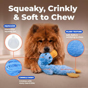 Best Pet Supplies Interactive Squeaky Dog Toy - Crinkle Duck, Blue | Stuffing Free Body, Soft, Squeaks & Crinkles, No Mess, Perfect for Moderate Chewers, Toss and Fetch Play