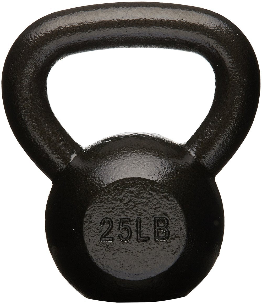 Amazon Basics Cast Iron Kettlebell for Strength Training, Textured Wide Handle, Black