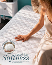 Queen Mattress Pad, Quilted Mattress Protector Topper fits 16" Deep Pocket | White, Soft Breathable Fitted Mattress Cover, Noiseless, Machine Washable for Home & Hotels by Utopia Bedding