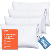Ultra Soft Pillow Protectors with Zipper - Standard Size - Set of 4 - White | 100% Protection Against Stains, Dust & Dirt, Breathable Pillow Covers, Machine Washable
