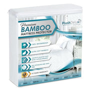 PlushDeluxe Bamboo Waterproof Mattress Protector, King Size, Ultra Soft | Breathable, Noiseless, Hypoallergenic, Washable, 76x80" Up to 18" Deep, Viscose Derived from Bamboo Mattress Cover, White