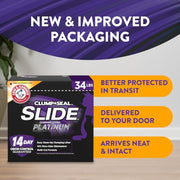 ARM & HAMMER Slide Platinum Easy Clean-Up Clumping Cat Litter, 34 lbs | 24/7 Odor Control, Triple-Action Freshness, Non-Stick, Low Tracking, Multi-Cat Formula, Scented, Online Only