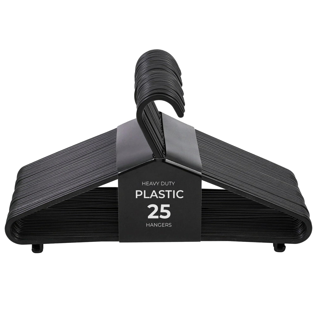 Roe Tenpo Coat Hangers, 25 Pack, Black | Adult Plastic Clothes Hangers for Clothes | Durable & Lightweight | Non-Slip, Space-Saving Design for Shirts, Jackets, Trousers & More (25 Pack)