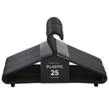 Roe Tenpo Coat Hangers, 25 Pack, Black | Adult Plastic Clothes Hangers for Clothes | Durable & Lightweight | Non-Slip, Space-Saving Design for Shirts, Jackets, Trousers & More (25 Pack)