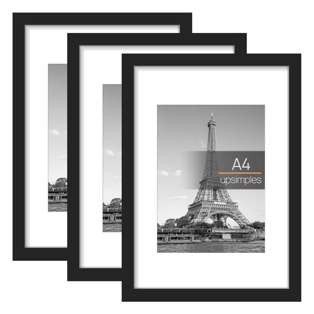 upsimples 3 Pack Frame, Picture Frames, Versatile Photo Frame, Black A4 | Ideal for Photos, Posters, Art Display, Certificates, Freestanding, and Wall Mountable, 21x29.7cm