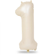 40 Inch Beige Number 1 Balloon for Fun to be One 1st Birthday Decorations | Large Cream White Helium Foil Number Balloons 0-9 Self Inflating for Boys Girls One Silly Goose Party Anniversary Supplies