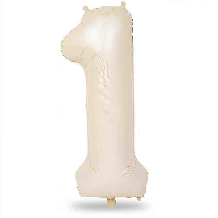 40 Inch Beige Number 1 Balloon for Fun to be One 1st Birthday Decorations | Large Cream White Helium Foil Number Balloons 0-9 Self Inflating for Boys Girls One Silly Goose Party Anniversary Supplies