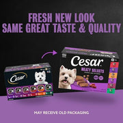 Cesar Classic Loaf in Sauce Wet Dog Food, Meaty Selects, 3.5 oz, 36 Count | Real meat #1 ingredient, no fillers or artificial flavors, formulated without grains, easy to digest, easy peel trays