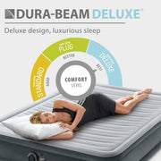 Intex 64417ED 22in Queen Dura-Beam Comfort Plush High-Rise Inflatable Air Mattress with Built in Pump for Travel and Camping, 600lb Weight Capacity