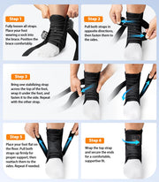 WHCOOL Slim-Fit Ankle Brace for Sprained Ankle, Quick Lace Up Ankle Support for Women Men With 2 Auto-Shaped Pads, Air Fabric Cool Ankle Stabilizer for Injury Recover, Running,Sports, M(12”-13”)