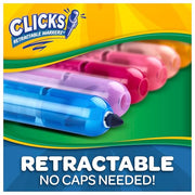 Crayola Clicks Retractable Tip Markers (10ct), Washable Cone Tip Art Marker Set, Cute Aesthetic School Supplies, Classroom Must Haves, Ages 8+