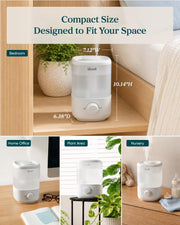 Levoit Top Fill Humidifiers for Bedroom, 2.5L Tank for Large Room, 25dB | Easy to Fill & Clean, Quiet Cool Mist Air Humidifier for Home Baby Nursery & Plants, Auto Shut-off for Safety, 25H Lasting