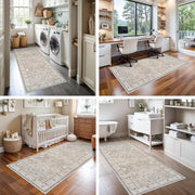 2x6 Hallway Washable Runner Rug : Vintage Soft Kitchen Laundry Runner with Non Slip Backing Farmhouse Entryway Living Room Floor Mat Stain Resistant Carpet for Bedroom Bathroom Distressed Beside Rug