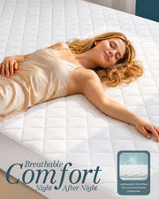 Queen Mattress Pad, Quilted Mattress Protector Topper fits 16" Deep Pocket | White, Soft Breathable Fitted Mattress Cover, Noiseless, Machine Washable for Home & Hotels by Utopia Bedding