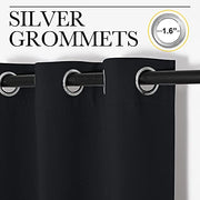 NICETOWN Black Blackout Curtains for Bedroom 42" Wide x 63" Long 2 Panels | Solid Grommet Thermal Insulated Drapes, Noise Reducing, Light Blocking, Room Darkening Decor for Kitchen Window Treatments