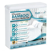 PlushDeluxe Bamboo Waterproof Mattress Protector, King Size, Ultra Soft | Breathable, Noiseless, Hypoallergenic, Washable, 76x80" Up to 18" Deep, Viscose Derived from Bamboo Mattress Cover, White