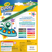 Crayola Clicks Retractable Tip Markers (10ct), Washable Cone Tip Art Marker Set, Cute Aesthetic School Supplies, Classroom Must Haves, Ages 8+