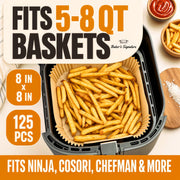 Air Fryer Liners Disposable, Unbleached Parchment Paper Baking Liners | Non-Stick, Oil-Proof, Fits 5-8 Qt Baskets, Heat Safe to 450F, BPA-Free & PFAS-Free for Ninja, Cosori, Instant Pot