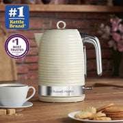 Russell Hobbs Inspire Electric Kettle, 1.7L, Fast Boil, Cream, 24364 | 3KW, Premium Textured Plastic, High Gloss Finish, Removable washable Anti-Scale Filter, Perfect Pour Spout