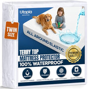 100% Waterproof Twin Size Mattress Protector, Noiseless Mattress Cover | Deep Pockets Fits 15" Mattresses, Soft & Breathable Mattress Pad, Machine Washable For Home & Hotel by Utopia Bedding