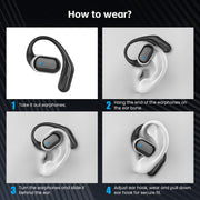 Open Ear Wireless Earbuds Bluetooth Headphones, 80H Playtime Stereo Ear Buds with ENC Noise Cancelling, Fast Charging, IPX7 Waterproof Sports Earphones with Earhook for Running/Workouts (Black)