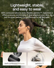 SHOKZ OpenDots 2 Open-Ear Clip-On Earbuds, Black, Dolby Audio, 3 Mics | Rich bass with Dolby Audio; 3-mic clear calls; 40H listening; IP57; Bluetooth 6.1; Travel/City walk/Commuting/Yoga/Pilates
