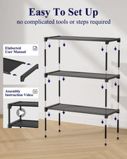 Kitsure Shoe Rack - Non-Woven Shoe Rack Shelf, 27.5" Wide - 3 Tier, Black
