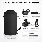 RAYMYLO One Gallon Water Bottle Insulated 128 oz, Stainless Steel | Triple Walled Vacuum (Cold for 48 Hrs), Leak Proof & Non-BPA, Large Water Flask Jug with Paracord Handle & Straw Spout Lids