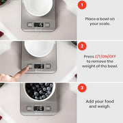 Etekcity Food Kitchen Scale, Digital Grams and Ounces, 11lb | Tare function, ideal for baking, weight loss, keto, meal prep, packages, liquids and jewelry, 304 Stainless Steel