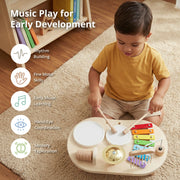 Wooden Drum Set for Toddlers 1-3, Montessori Musical Toy for Kids | First Birthday Gift for Boys & Girls, Encourages Engagement & Open-Ended Play, Screen-Free Fun