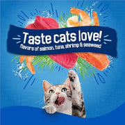 Friskies Purina Seafood Sensations Dry Cat Food, 22 lb Bag | Crunchy cat kibble with salmon, tuna and shrimp flavors, with protein for healthy muscles and fatty acids for skin and coat