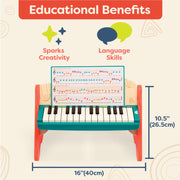 B. toys Wooden Piano, Mini Maestro with Color-Coded Songbook | Wooden piano toy with color-coded keys and songbook featuring 6 classical compositions; 3+ Years