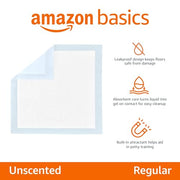 Amazon Basics Leak-Proof Dog and Puppy Potty Training Pee Pads with Quick-Dry 5-Layer Super Absorbent Design, Regular Size 22 x 22 inch, Blue & White, 100 Count