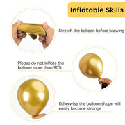 RUBFAC Gold Balloons Different Sizes Chrome Gold Balloon Arch Kit 129pcs | Metallic Gold Balloon Garland Arch Kit for Christmas Halloween Graduation Party Wedding Holiday Happy Birthday Decoration