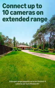 Blink Outdoor XR+ and Battery Doorbell 2K+ — Extended range wireless Outdoor 4 camera and 2K battery doorbell. Sync Module XR+ included — 2 camera system + doorbell