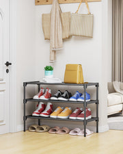 Kitsure Shoe Rack - Non-Woven Shoe Rack Shelf, 27.5" Wide - 3 Tier, Black