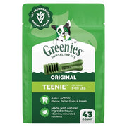 Greenies Teenie Original Natural Dental Dog Treats, Chicken, 43 Count | Veterinarian-recommended, supports oral health & freshens breath, clean to gumline, for dogs 5-15 lbs, chicken flavor
