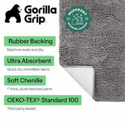 GORILLA GRIP Bath Rug Mat for Bathroom, Absorbent Chenille, 24x17 Gray | Soft Thick Quick Dry Microfiber Mats, Rubber Backing, Machine Washable Tub and Shower Floor Rugs, Home Decor Essentials