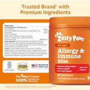 Zesty Paws Dog Allergy Chews - Dog Allergy Relief, Lamb, 90 Ct | Itch Relief for Dogs Soft Chews with Probiotics for Itchy Skin, Ears and Paws