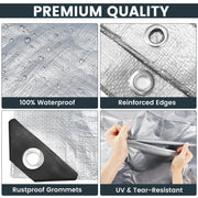 TICONN Heavy Duty Tarp Cover Waterproof, Extra Thick UV Resistant Tarpaulin | 5.5 Mil-6'x8', Double-Sided Tear-Resistant Material, Reinforced Corners, Rust-Resistant Grommets, for Camping, Car, Outdoor