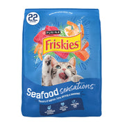 Friskies Purina Seafood Sensations Dry Cat Food, 22 lb Bag | Crunchy cat kibble with salmon, tuna and shrimp flavors, with protein for healthy muscles and fatty acids for skin and coat