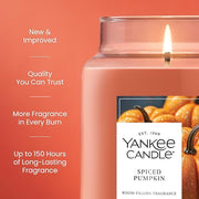 Yankee Candle Spiced Pumpkin Scented Candle, 22oz Large Jar | Up to 150 Hour Burn Time, Room Filling Fragrance, Long-Lasting Scent, Premium Plant Wax Blend, Consistent Burn, Giftable